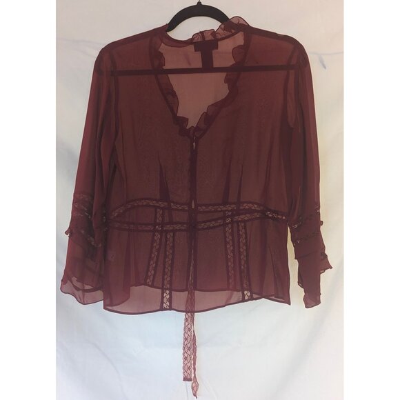 The Limited 100% Silk Flattering Sheer Feminine Buttoned Red Blouse Size S - Picture 2 of 7